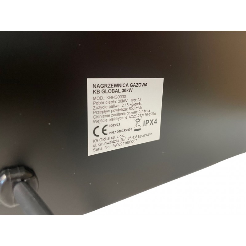 Nagrzewnica gazowa KB GLOBAL 30kW, KBHG0030 - obrazek 4